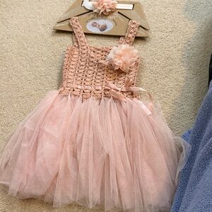 Pink Sleeveless Kids Casual Dress